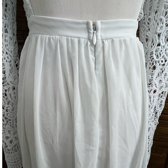 BEAUTIFUL MANIJU Ivory Lace Sheer Gown Long Sleeve Open Back Maxi Small - Picture 7 of 11